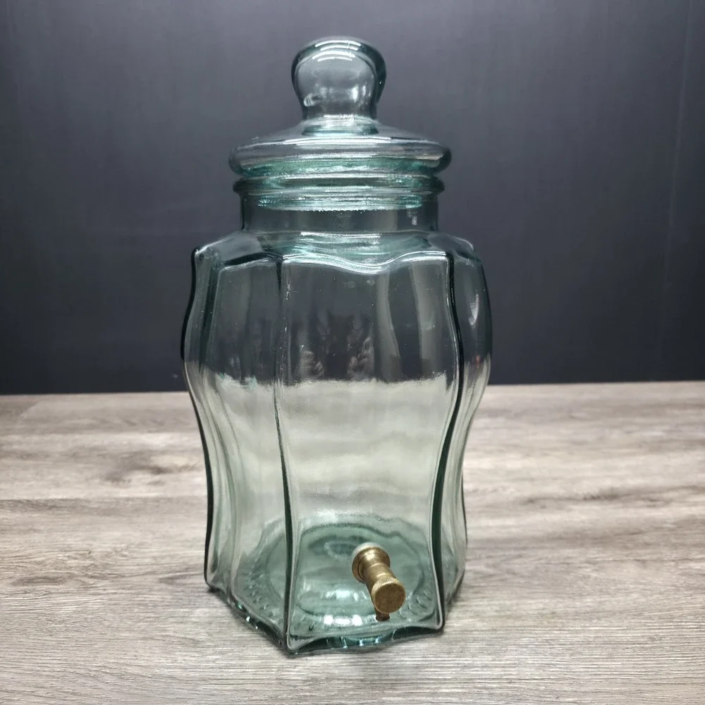 Antique Glass Pitcher Dispenser W/Brass Spout - 15
